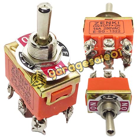 Toggle Switch 1322 6 Pin 3 Position ON OFF ON DPDT 15A 250VAC