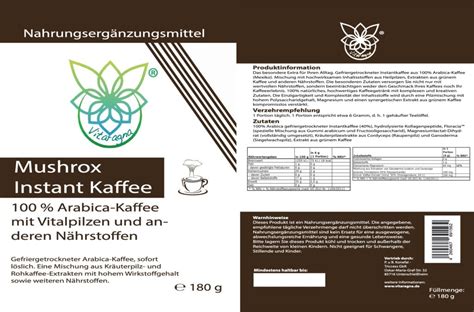 VITARAGNA Mushrox Vitalpilz Kaffee Instant Mushroom Coffee löslicher