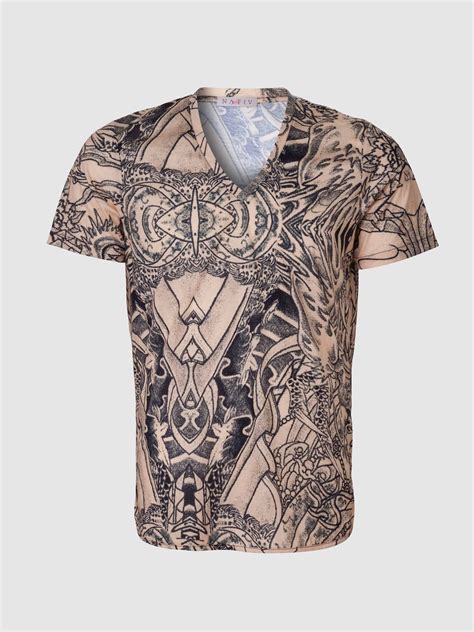 Short Sleeves Tattoo Men V Neck T Shirt Nativtattoo