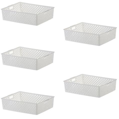 Kit 5 Cesto Organizador Multiuso Quadratta 34x15x9 Cm Branco