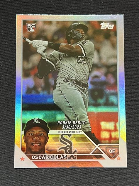 2023 Topps Update Oscar Colas US205 Rainbow Foil Rookie Debut RC White