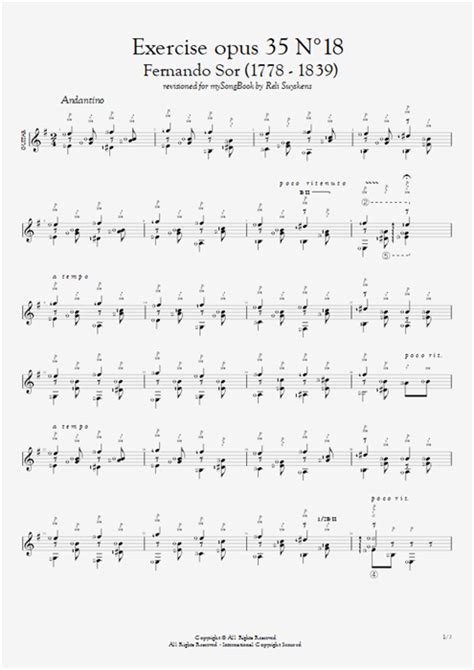 Exercise Opus 35 N18 Tab By Fernando Sor Guitar Pro Solo Guitar