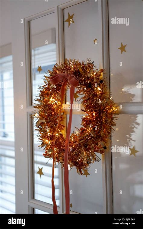 Handmade Lit Tinsel Wreath Using An Embroidery Hoop Finishes With