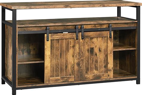 HBBOOMLIFE Farmhouse Cabinet With Sliding Barn Doors And Adjustable