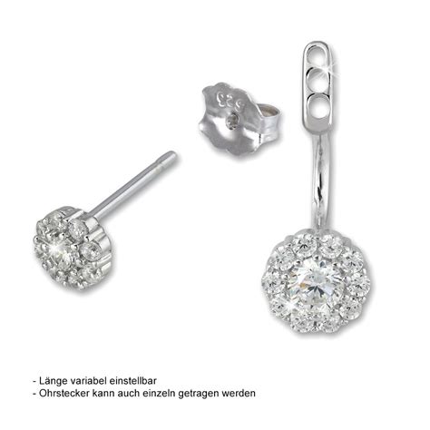 SilberDream Ohrstecker Dangle Ear Cuff Zirkonia Blume weiß 925 Silber