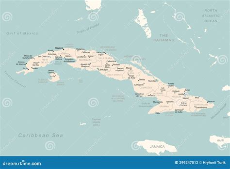 Cuba Mapa Detallado Con Divisiones Administrativas País Stock de