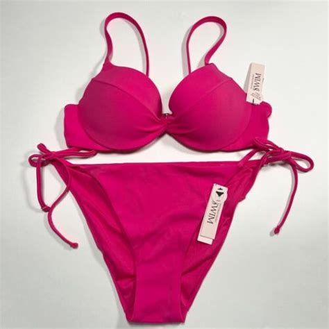 Victoria Secret 34b S Twist Front Push Up Bikini Top Cheeky Bottom Set