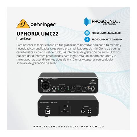 Interfaz De Audio Usb Behringer Umc22 Interface De Audio Usb U Phoria