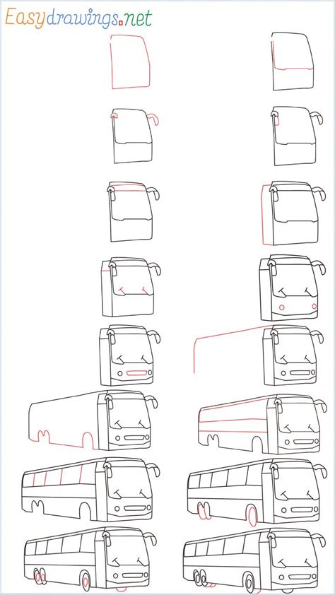 How To Draw A Bus Step By Step For Beginners 17 Easy Phase Bus