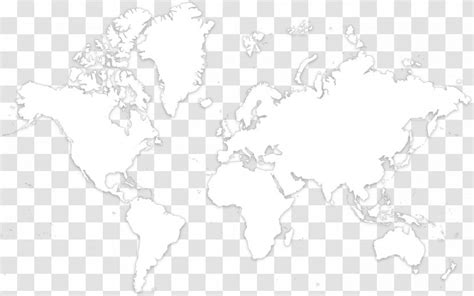 World Map White Line Art Sketch - Drawing Transparent PNG