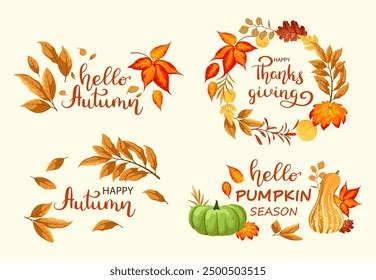 autumn elements illustration images stock   objects