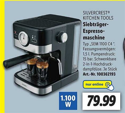 Silvercrest Kitchen Tools Siebtrager Espresso Maschine Angebot Bei Lidl