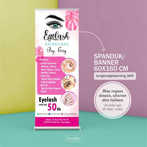 Jual Size 60x160 Cm Spanduk Banner Eyelash Salon Nail Art Dll