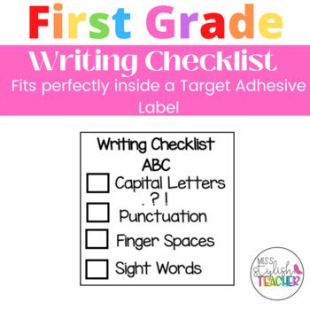 First Grade-Writing Checklist by Miss Stylish Teacher | TPT