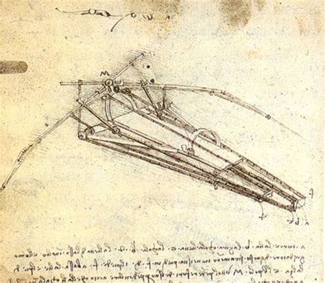 One of Leonardo da Vinci's designs for an Ornithopter, c.1489 ...