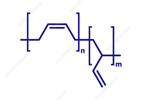 Polybutadiene polymer chemical structure, illustration - Stock Image ...