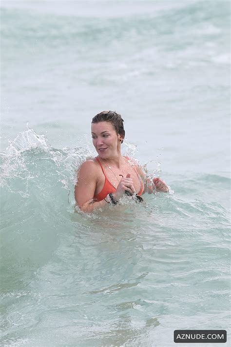 Katie Cassidy Wearing An Orange Bikini In Miami AZNude