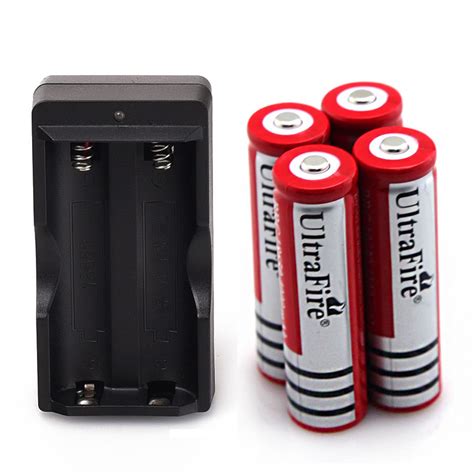 4 PC BRC 4000mAh 18650 Battery 3.7v Li-ion Rechargeable Battery /+ Charger | Property Room