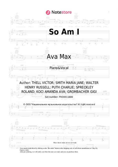 So Am I Piano Sheet Music And Voice Ava Max In Note Store Piano