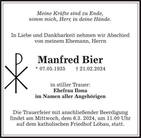 Manfred Bier Traueranzeige S Chsische Zeitung