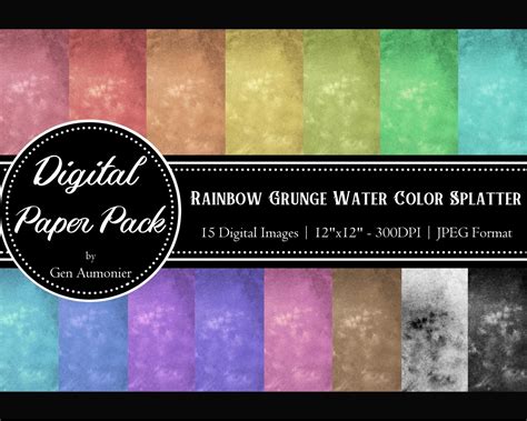 Printable Paper Printable Wall Art Grunge Paper Packs Watercolor