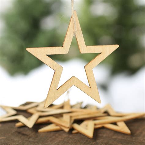 Unfinished Wood Laser Cut Star Ornaments All Wood Cutouts Wood