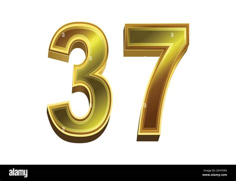 3d golden number 37 isolated on white background Stock Vector Image ...