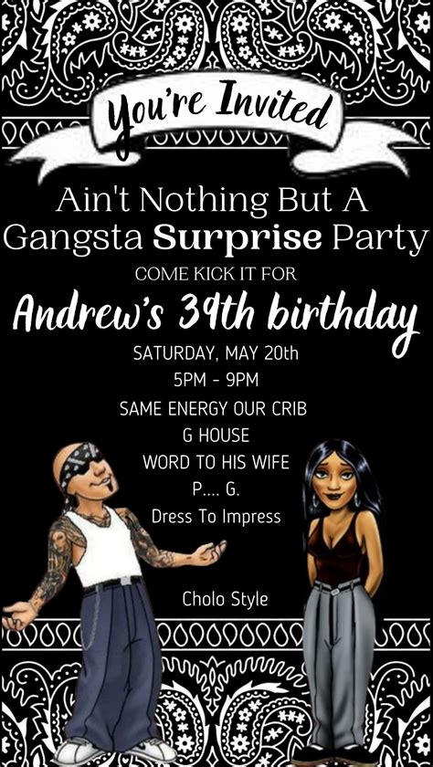 Cholo Party Gangsta Party Made To Order Digital Invitation Etsy