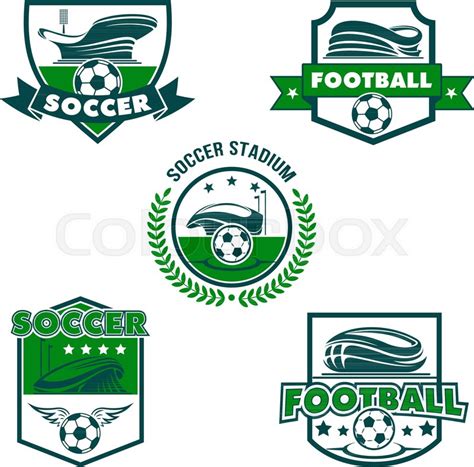 Football stadium with soccer ball ... | Stock Vector | Colourbox