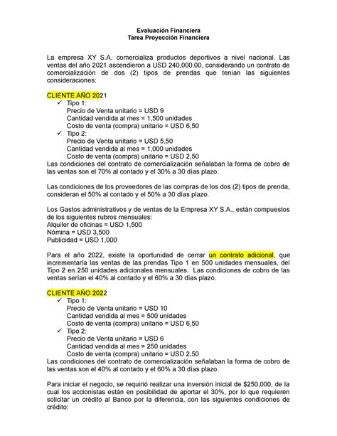 Tarea Evaluaci N Financiera Negocio Comercial Evaluaci N Financiera