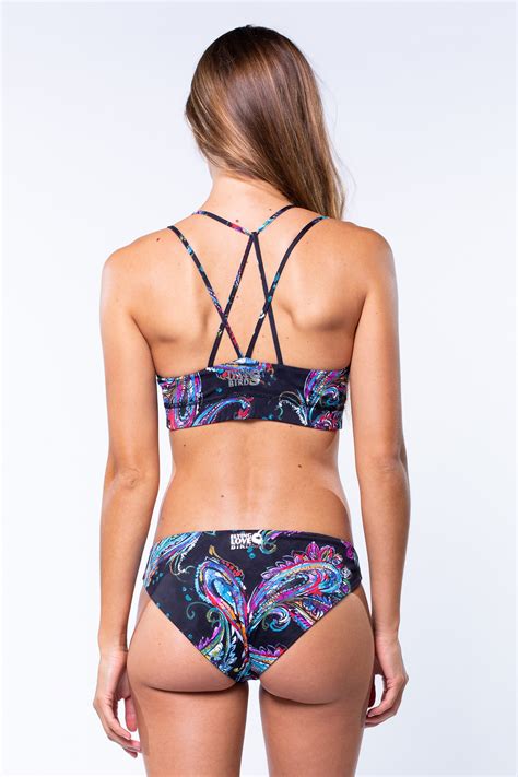 Flying Love Birds Paisley Bikini Set Diamant Back Zum Wenden Und