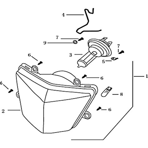 Vue Eclatee Piece Eclairage Avant Moto Masai X Ray