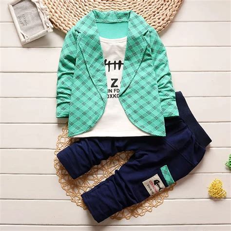 Bibicola Boys Clothing Sets Spring Autumn Kids Boy Clothes Plaid Suit