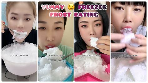 Asmr Freezer Frost Eating 🤤and Ice Mukbang And τρώγοντας πάγο And Dry Ice Eating 🤍🥶and Hard Crunchy