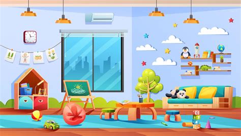 Kindergarten Classroom Interior Design Cartoon 13810092 Vector Art At Vecteezy