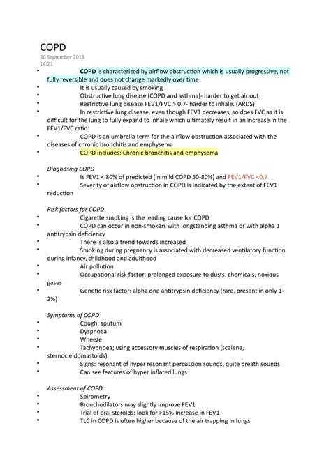 Copd Lecture Notes Copd September Copd Is