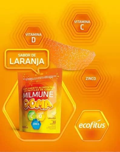 Suplemento Alimentar Milmune Goma C 30 Unidades Sabor Laranja