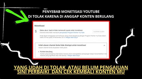 Penyebab Monetisasi Youtube Di Tolak Karna Konten Berulang Padahal