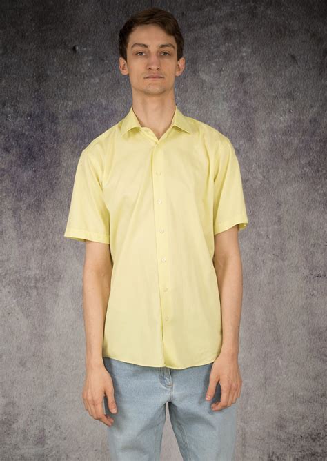 Mens Vintage Light Pastel Yellow Shirt From The 90s With Etsy Uk