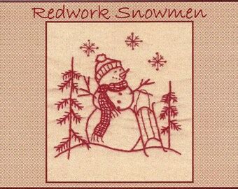 Redwork Snowmen Quilt 12 Redwork Blocks Quilt Finishing