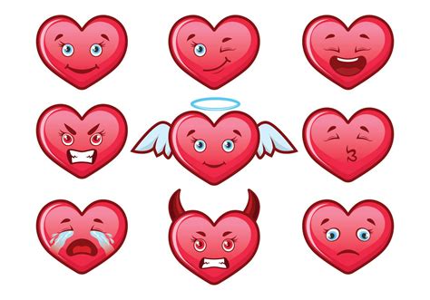 Cute Heart Valentine Emoji Set 175127 Vector Art at Vecteezy