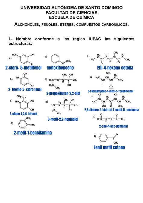 SOLUTION Alcoholes Fenoles Eteres Compuestos Carbonilicos Studypool