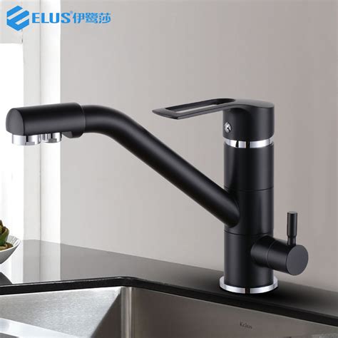 Black Or Chrome Purified Kitchen Faucet Deck Mount Hot Cold Mixer Crane Tap Rotation Spray