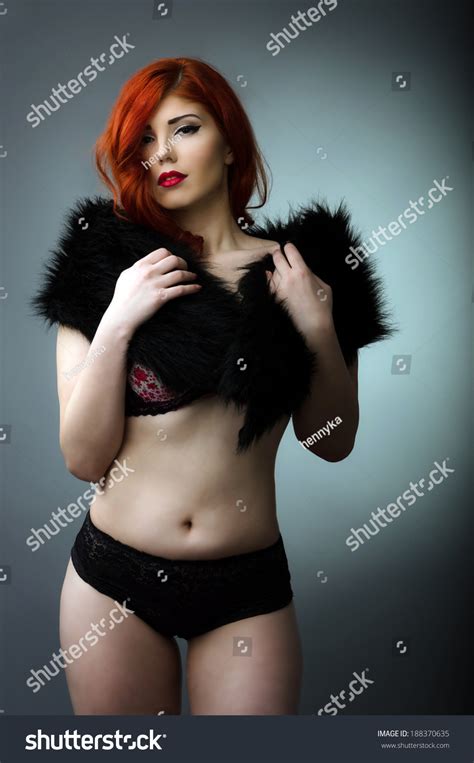 Стоковая фотография 188370635 Sexy Plus Size Model Posing Lingerie Shutterstock