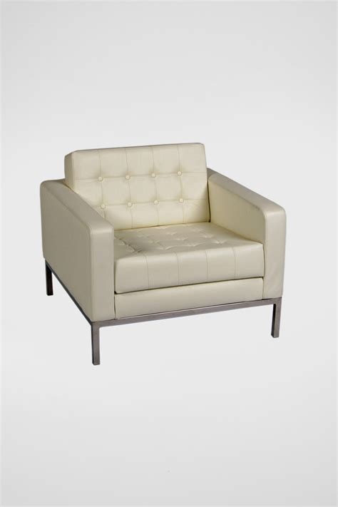 White Leather Club Chair - The Classic Modern Prop Hire Company