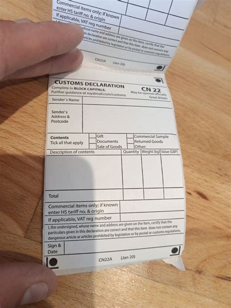 250 X Cn22a Cn22 Royal Mail Customs Declaration Forms Stickers Labels On Roll Ebay