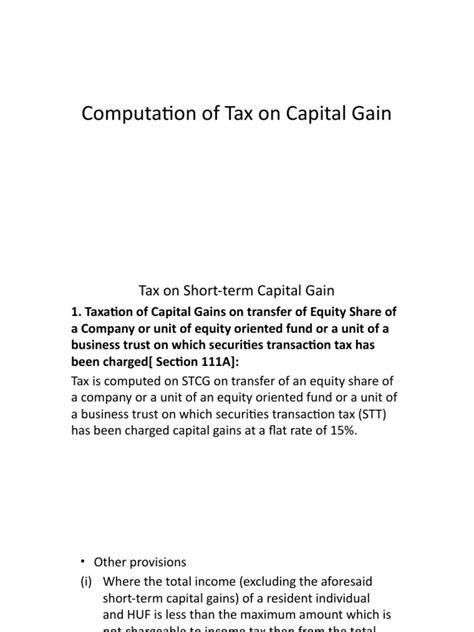 Capital Gains Computation | PDF | Capital Gains Tax | Capital Gain