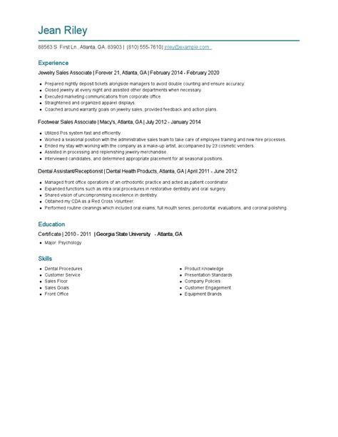 Jewelry Sales Associate Resume Examples And Tips Zippia