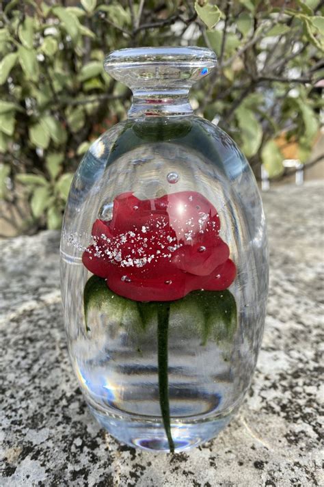 Remembrance Glass Rose In Bell Jar With Encased Ashes Remembrance Glass Remembrance