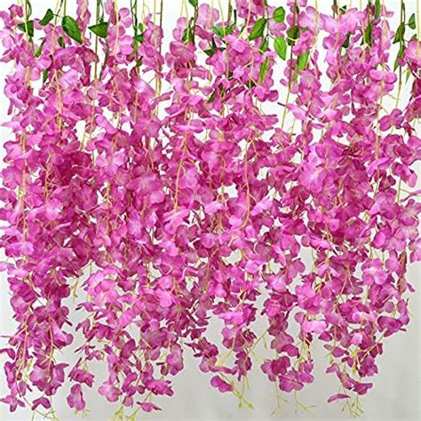 Veryhome 12pcs Lot 3 6feet Piece Artificial Flowers Fake Wisteria Vine